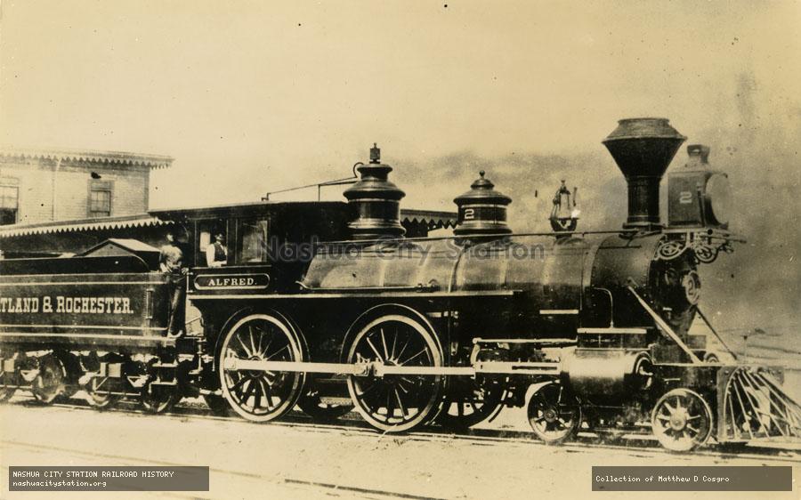 Postcard: Portland and Rochester Railroad No. 2, Alfred